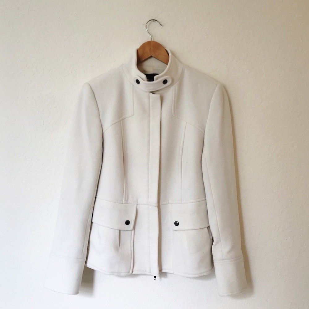 Zara Woman Cream Ivory Zip Up Winter Coat